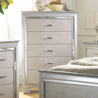 Sunvega Contemporary Silver Chest with Crocodile Texture Diamond Crust Handles