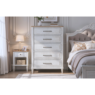 Sunvega Small Teen Chest with Cement Finish and Sand Colored Top for Bedroom