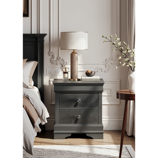 Sunvega Blaze Modern White Wood Nightstand with Two Drawers and Textured Finish