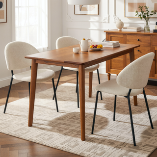 Sunvega Set of 4 Mid-Century Modern Upholstered Dining Chairs with Curved Backrest