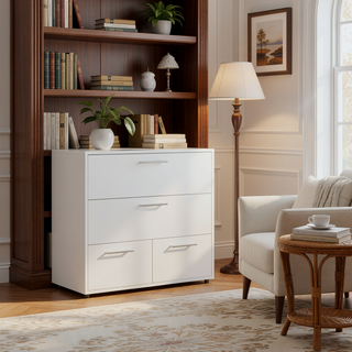 Sunvega Alpine Four Drawer Dresser with Flat Front Design for Bedroom Storage
