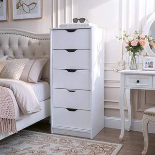Sunvega Dillon 5 Narrow Drawer Dresser Tall Chest of Drawers with Pull-Out Mechanism