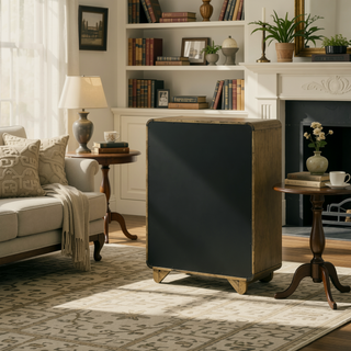 Sunvega Tully Nutmeg Five-Drawer Chest with Modern Wood Finish and Metal Glides