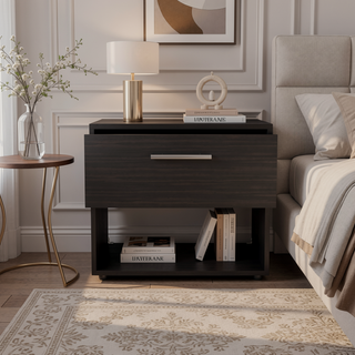 Sunvega Modern White and Natural Oak Media Console with 2 Doors and 4 Shelves