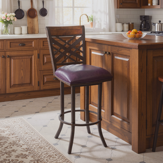 Sunvega Mivara 30 inch Barstool with Brown PU Upholstery and Stainless Steel Base