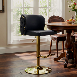 Sunvega Swivel Barstools with Tufted Back, Adjustable Seat Height and Chrome Base for Kitchen Island, Set of 2