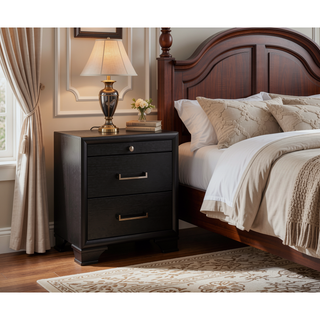 Sunvega Gray Finish Nightstand with Spacious Drawers and Acrylic Hardware