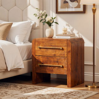 Sunvega Two Drawer Unit with Oak Frame and Mango Wood Inners in Hand-Distressed Finish