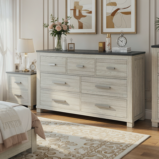 Sunvega Augusta Brown Nightstand with Dark Top Finish and Two Spacious Drawers
