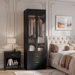 Sunvega White Finish Armoire Tarento with Two Drawers and Double Door Cabinet