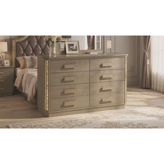 Sunvega Medusa Dresser with Wood Gold Finish and Six Drawers for Bedroom