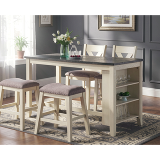 Sunvega Modern Counter Height Dining Table with Storage Shelves for Kitchen Breakfast