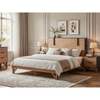 Sunvega Dark Brown Tufted Polyurethane Upholstered King Size Bed Frame
