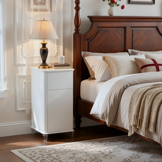 Sunvega White Upholstered Chest with Textured Drawer Fronts and Acrylic Legs