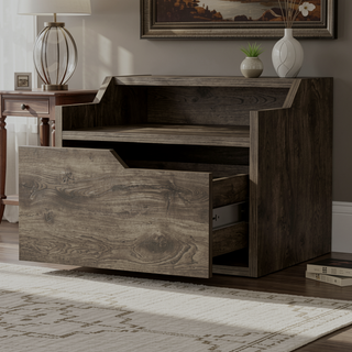 Sunvega Wall-Mountable Floating Nightstand with Drawer and Dual-Shelf Display