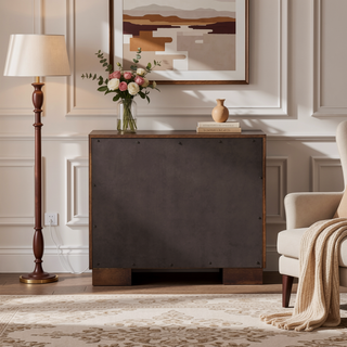 Sunvega Wooden Nightstand with Two Drawers in Rich Cappuccino Finish