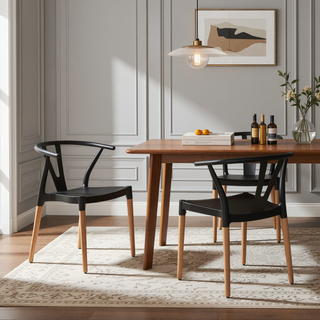 Sunvega Modern Polypropylene Dining Chair Set with Tapered Beech Wood Legs