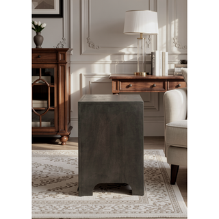 Sunvega Gray Finish Nightstand with Two Spacious Drawers and Refined Handles