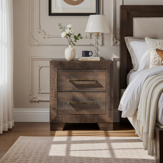 Sunvega Brown Penny Casual 2-Drawer Nightstand with Included Safety Hardware