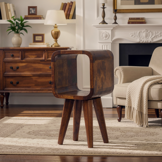 Sunvega Ultra Compact Solid Mango Wood Minimalist Chestnut Bedside Table