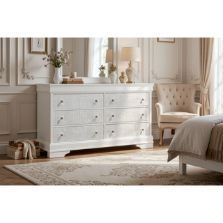 Sunvega Blaze Modern Style White Wood Dresser with Six Spacious Drawers
