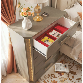 Sunvega Gold and Copper Chest with LED Light Accent and Five Spacious Drawers