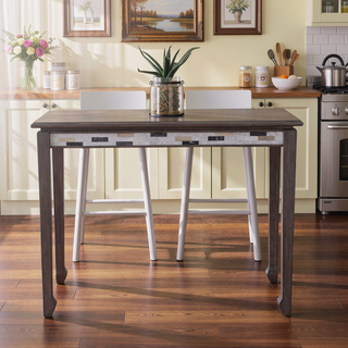 Sunvega Traditional Counter Height Table with Black and White Marble Apron