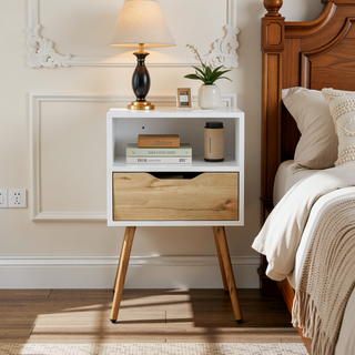 Sunvega Modern Nightstand with Spacious Drawer and Shelf for Bedroom or Living Room