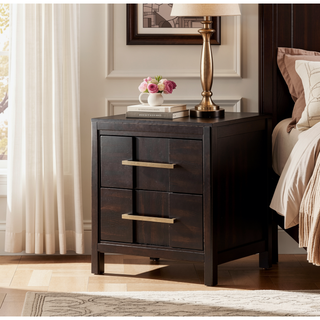 Sunvega Gray Transitional Nightstand with English Dovetail Drawer and Felt Lining