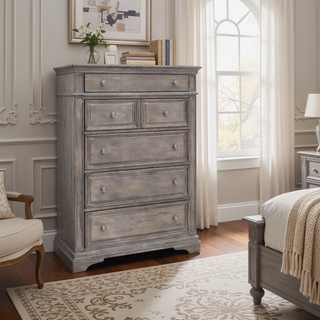 Sunvega Waxed Driftwood Finish Hardwood Vintage Chest with Pewter Hardware