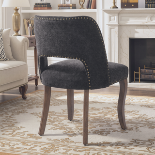 Sunvega Modern Fabric Upholstered Dining Chairs Set of 2 with Hollow-out Design and Curved Backrest