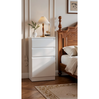 Sunvega White Jewelry Box with Flip Top Mirror and Two Drawers