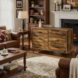 Sunvega Walnut 6-Drawer Dresser with Oak Finish and Spacious Storage Drawers