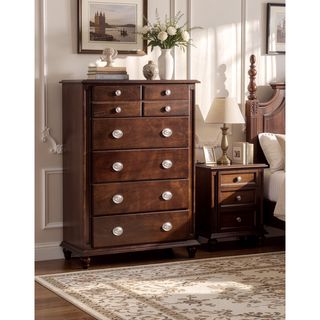 Sunvega Cappuccino Night Stand with Carved Trim and Nickle Hardware