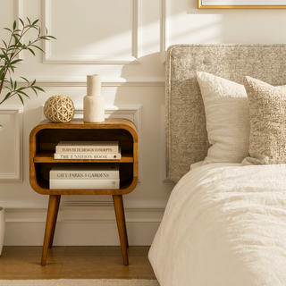Sunvega Solid Mango Wood Wall Mounted Nightstand with Two Open Shelves