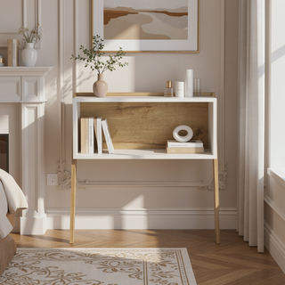 Sunvega Light Oak and White Nightstand with Superior Top and One Shelf