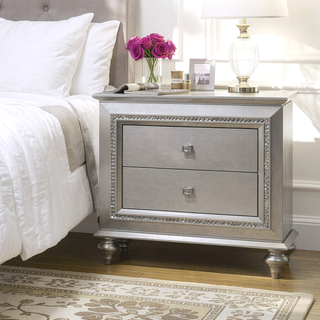 Sunvega Champagne 2-Drawer Nightstand with Sparkling Trim and Felt-Lined Storage