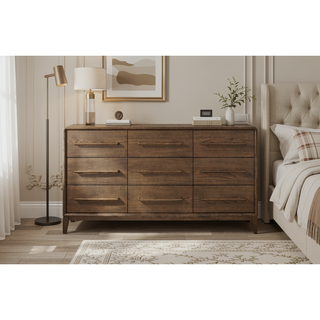 Sunvega 9-Drawer Elm Veneer Dresser with Felt and Cedar Lined Drawers