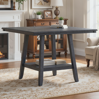 Sunvega Counter Height Dining Table with Tapered Base and Storage Shelf