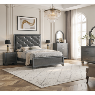 Sunvega Contemporary Nightstand with Sparkling Accent Band and Two Drawers