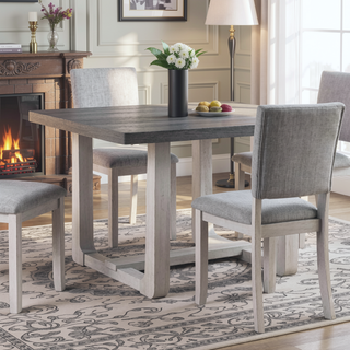 Sunvega Transitional Natural Tone Rubberwood Dining Table with Trestle Base
