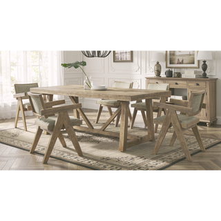 Sunvega Black Contemporary Metal Trestle Base Dining Table Rectangle 1pc