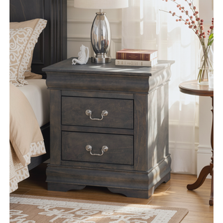 Sunvega Modern White Nightstand with Two Spacious Drawers and Brushed Nickel Handles