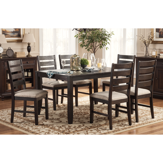 Sunvega Gray Finish 5pc Dining Set with 4 Fabric Upholstered Chairs