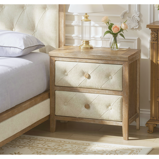Sunvega Modern Walnut Finish Nightstand with Two Beautiful Storage Drawers