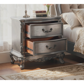 Sunvega Traditional Luxury Nightstand with 2 Drawers in Cherry Oak Finish