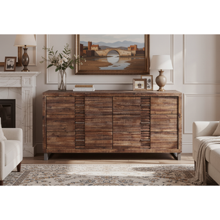 Sunvega Andria Reclaimed Oak Dresser with Six Spacious Drawers and Metal Hardware