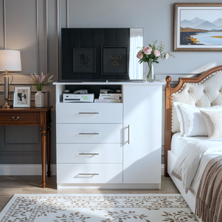 Sunvega Wall Mounted Shoe Cabinet with Mirror Door and Five Shelves