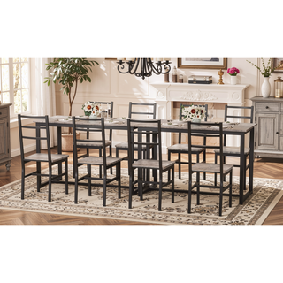 Sunvega Industrial Style Five-Piece Table and Chair Set with Backrest for Various Scenarios