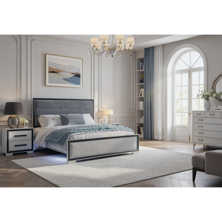 Sunvega Sleek Silver Finish Nightstand With Integrated Speaker and Cooler